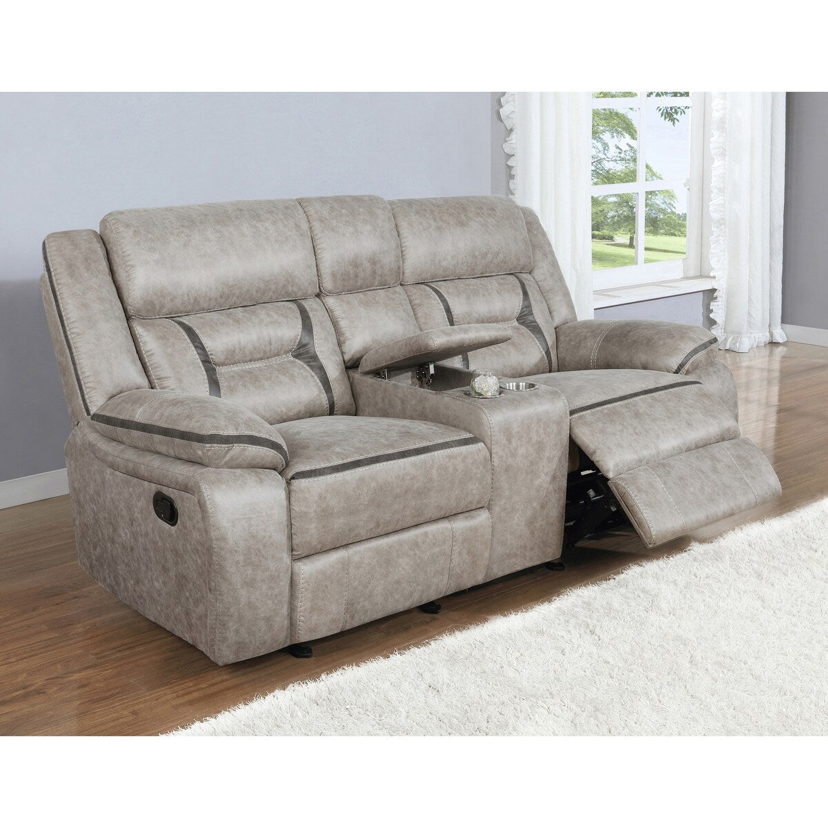 Brazelton Upholstered Glider Loveseat with Console
