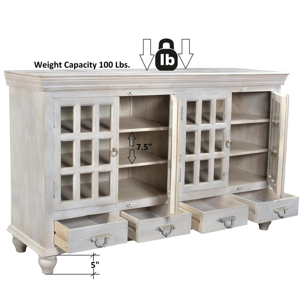 Brea Collection - 4 Drawer 4 Glass Door Sideboard