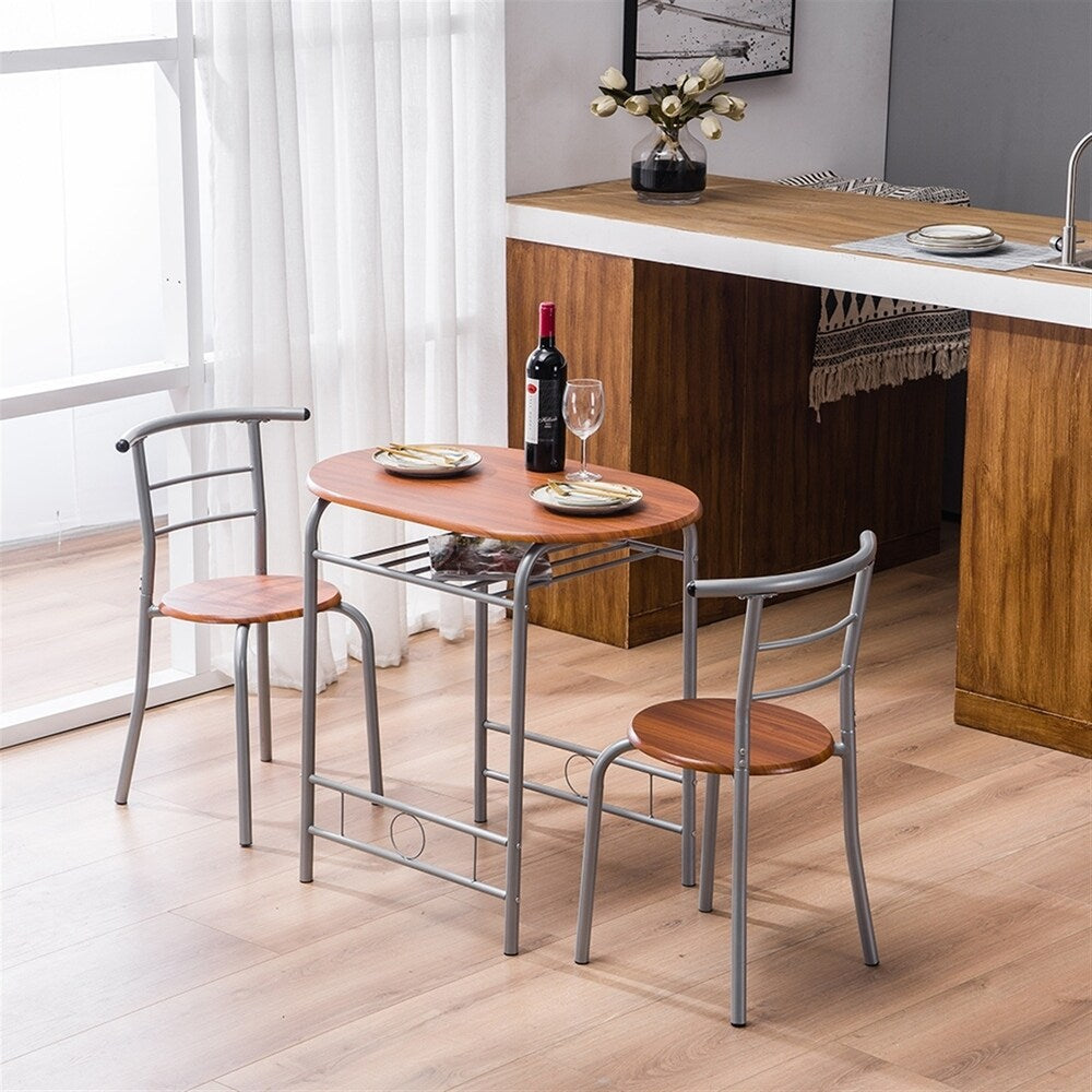 Breakfast Table Dining Table and Chair 3 Piece Set for Kitchen Living Dinning Room