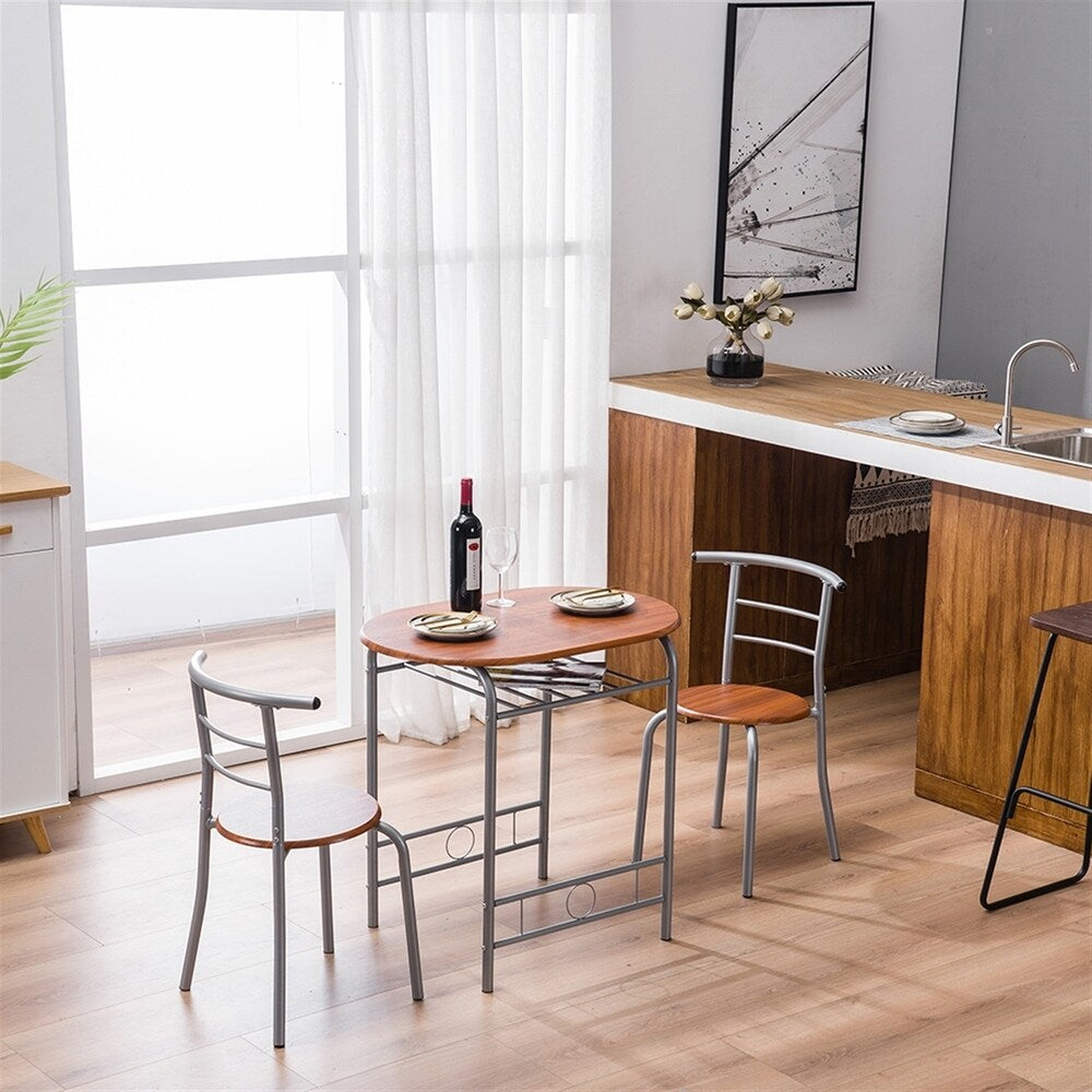 Breakfast Table Dining Table and Chair 3 Piece Set for Kitchen Living Dinning Room
