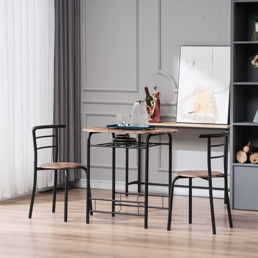Breakfast Table Dining Table and Chair 3 Piece Set for Kitchen Living Dinning Room