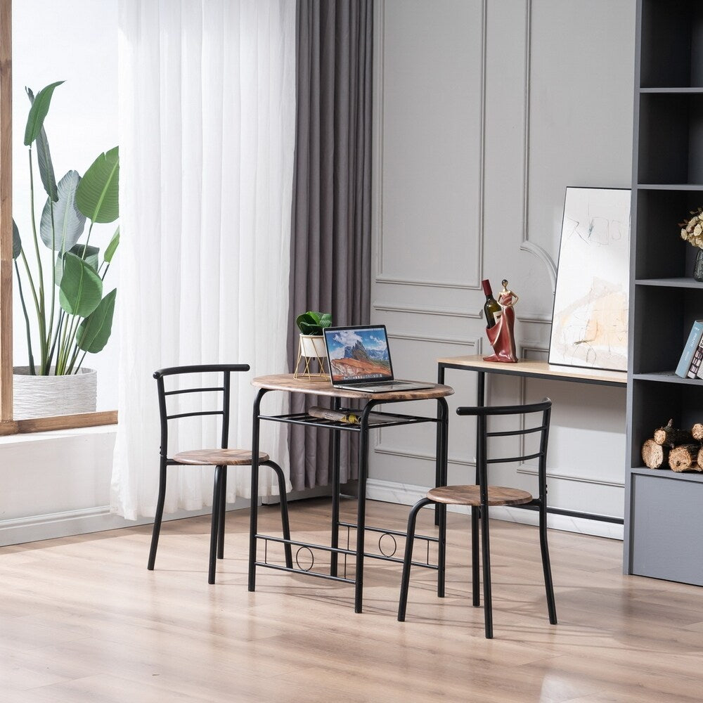 Breakfast Table Dining Table and Chair 3 Piece Set for Kitchen Living Dinning Room