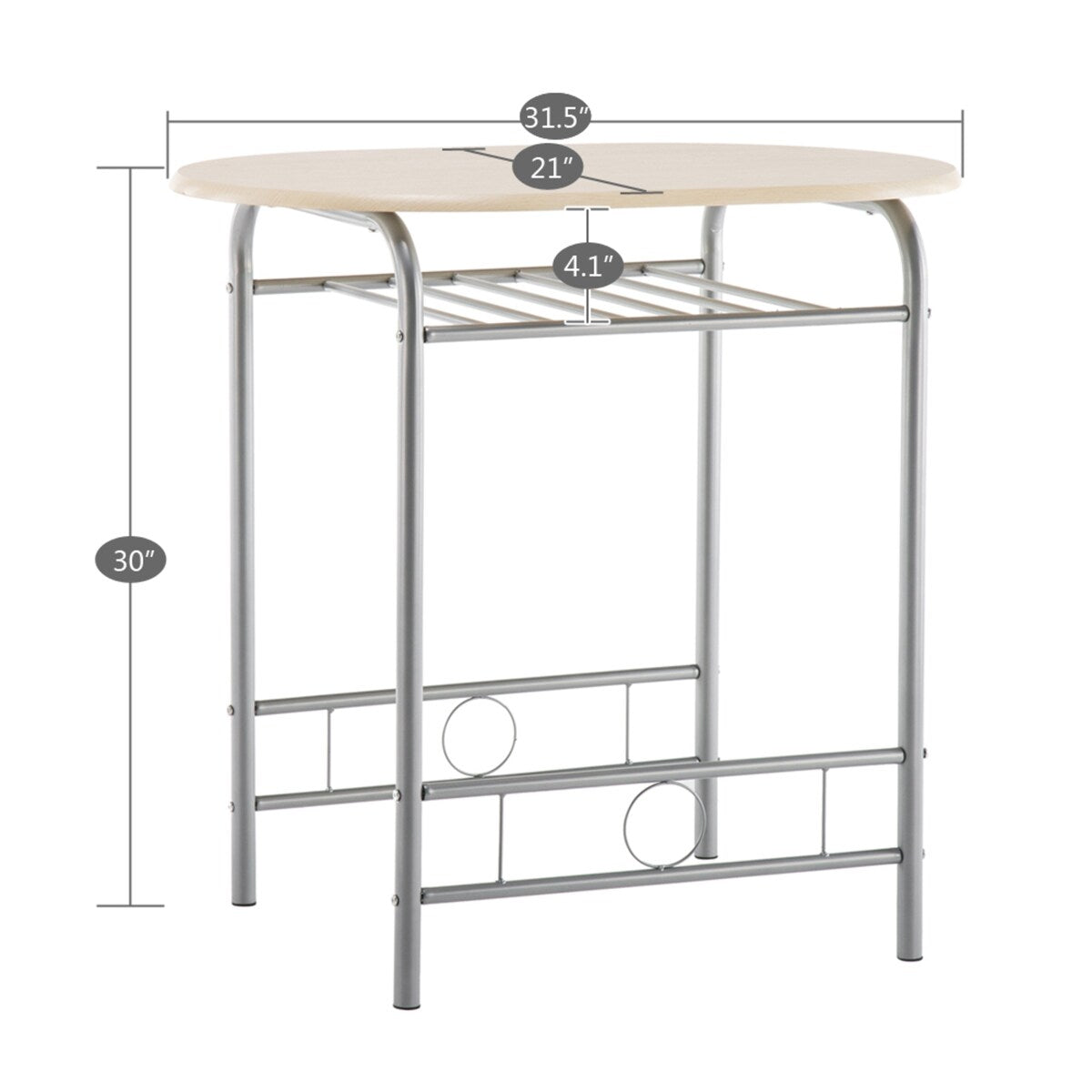 Breakfast Table Dining Table and Chair 3 Piece Set for Kitchen Living Dinning Room