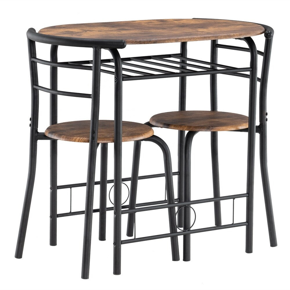 Breakfast Table Dining Table and Chair 3 Piece Set for Kitchen Living Dinning Room