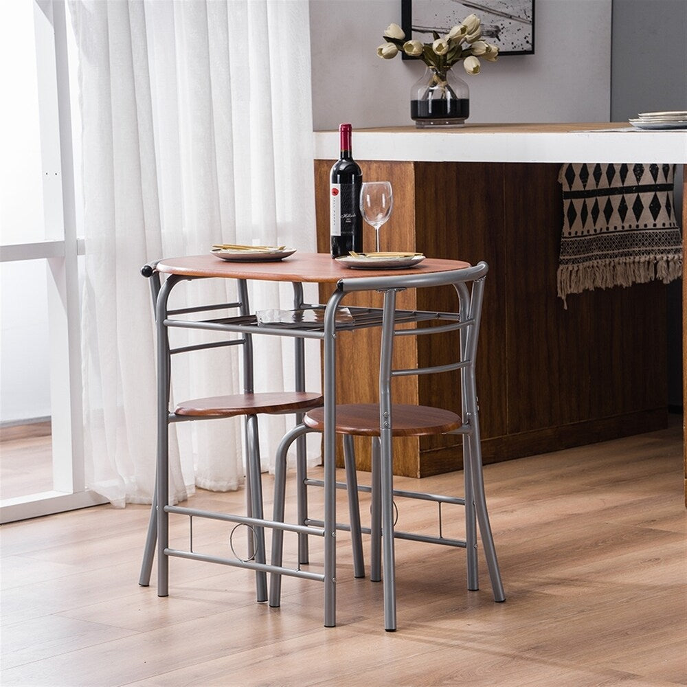 Breakfast Table Dining Table and Chair 3 Piece Set for Kitchen Living Dinning Room