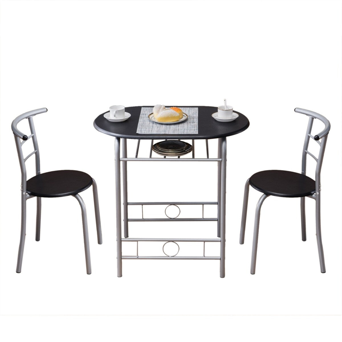 Breakfast Table Dining Table and Chair 3 Piece Set for Kitchen Living Dinning Room
