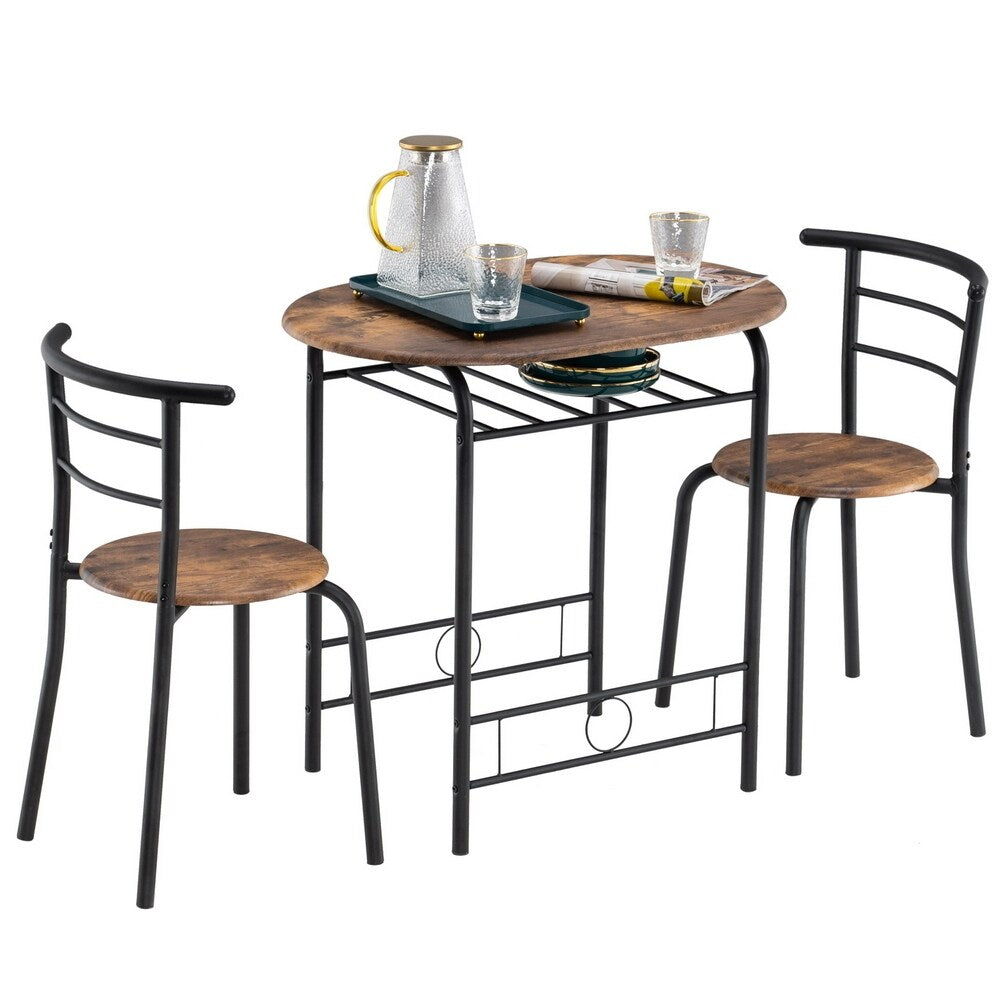 Breakfast Table Dining Table and Chair 3 Piece Set for Kitchen Living Dinning Room