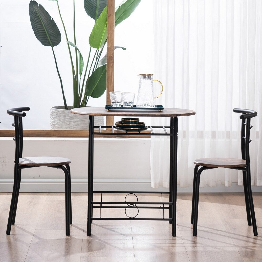 Breakfast Table Dining Table and Chair 3 Piece Set for Kitchen Living Dinning Room