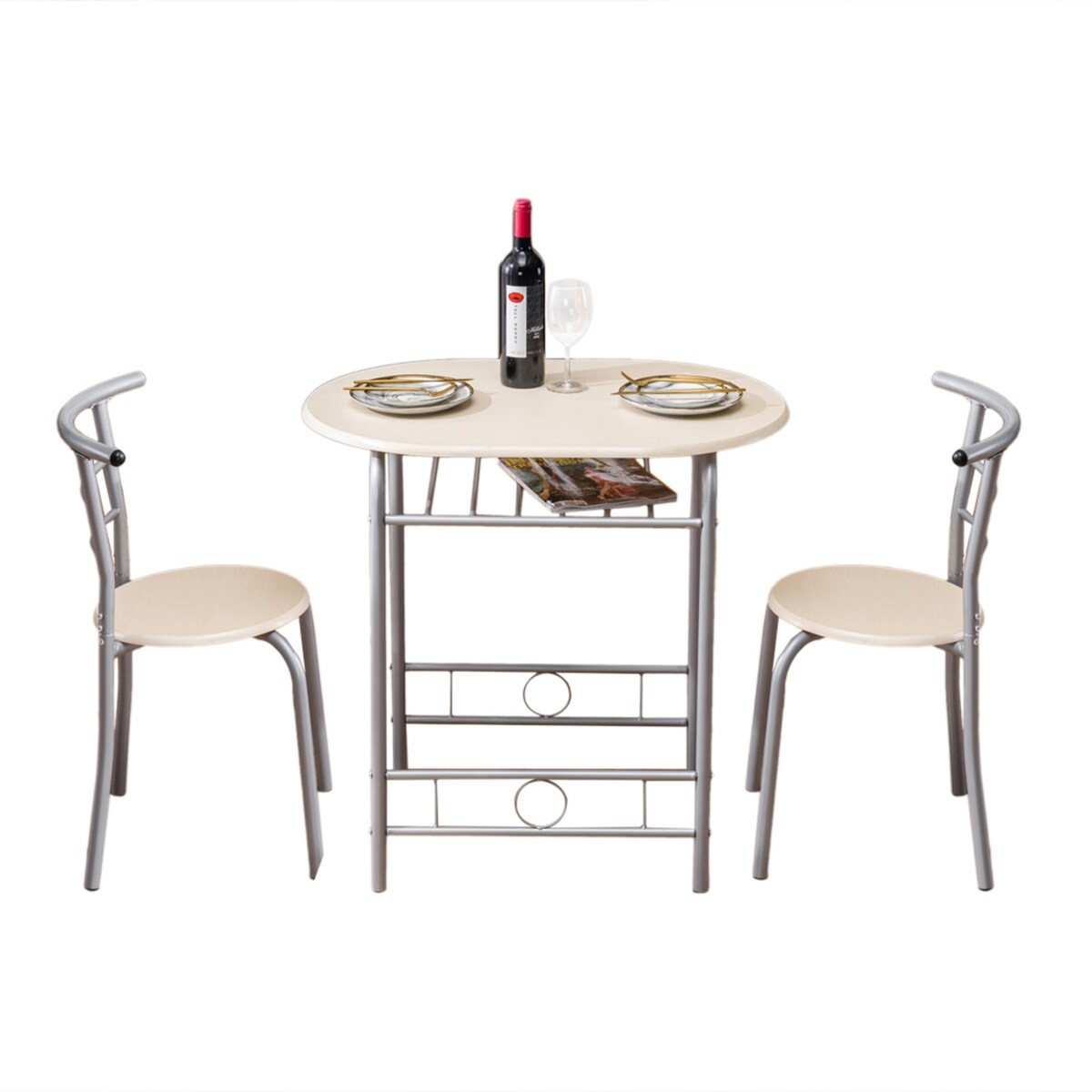 Breakfast Table Dining Table and Chair 3 Piece Set for Kitchen Living Dinning Room