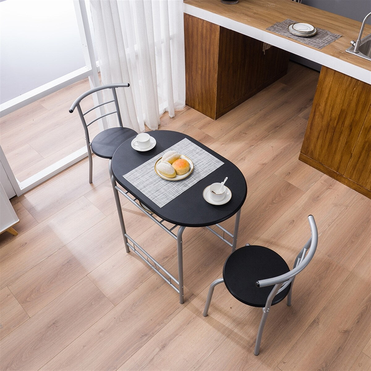 Breakfast Table Dining Table and Chair 3 Piece Set for Kitchen Living Dinning Room