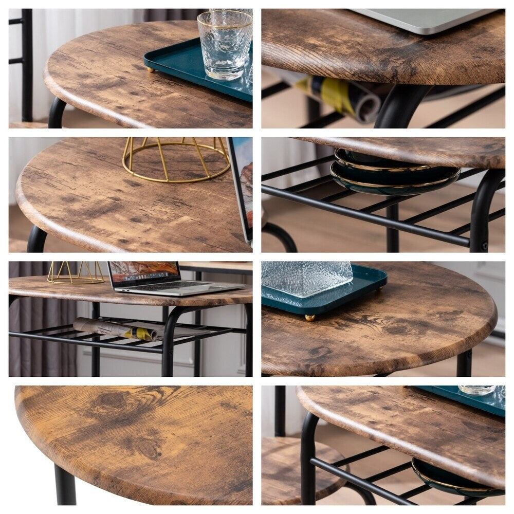 Breakfast Table Dining Table and Chair 3 Piece Set for Kitchen Living Dinning Room