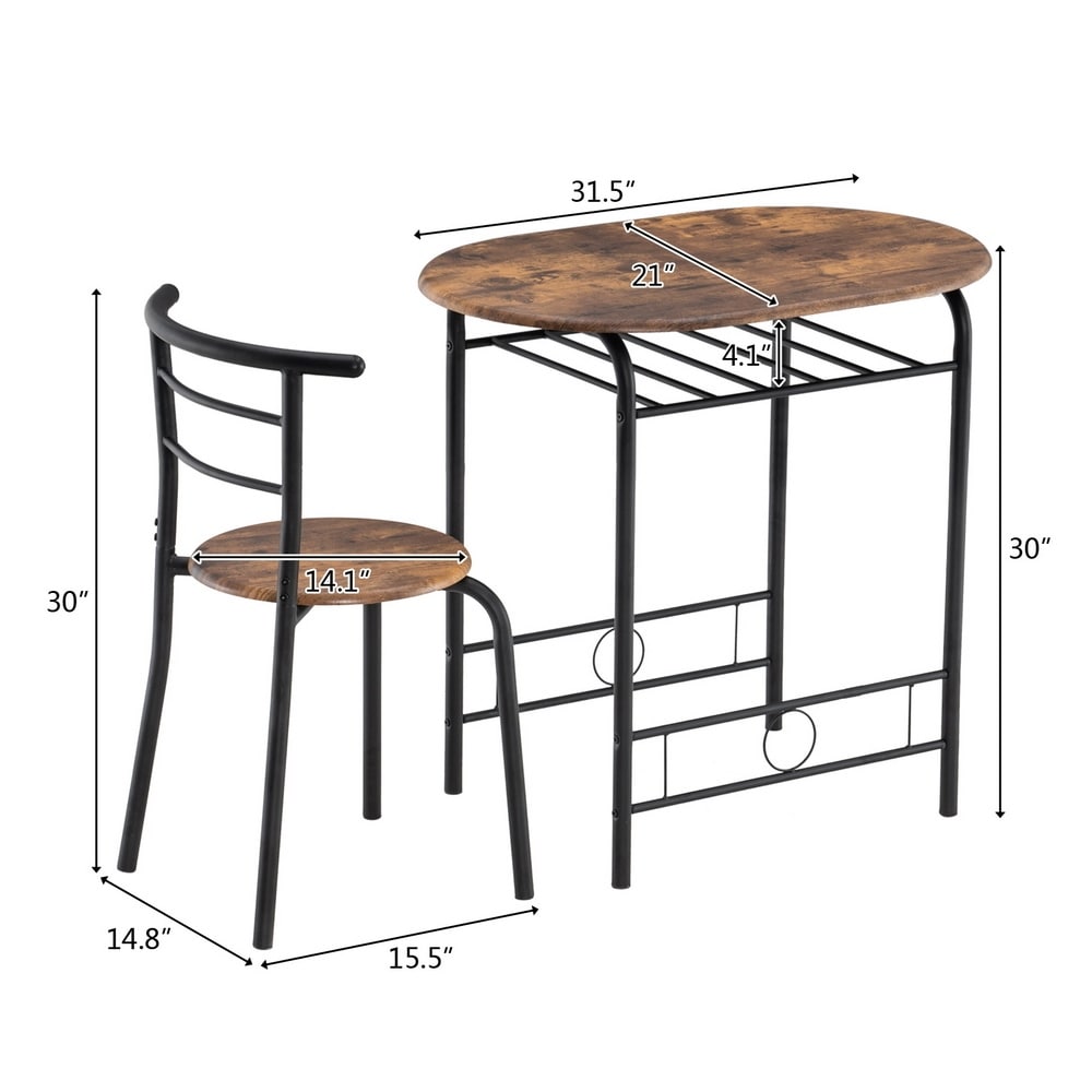 Breakfast Table Dining Table and Chair 3 Piece Set for Kitchen Living Dinning Room