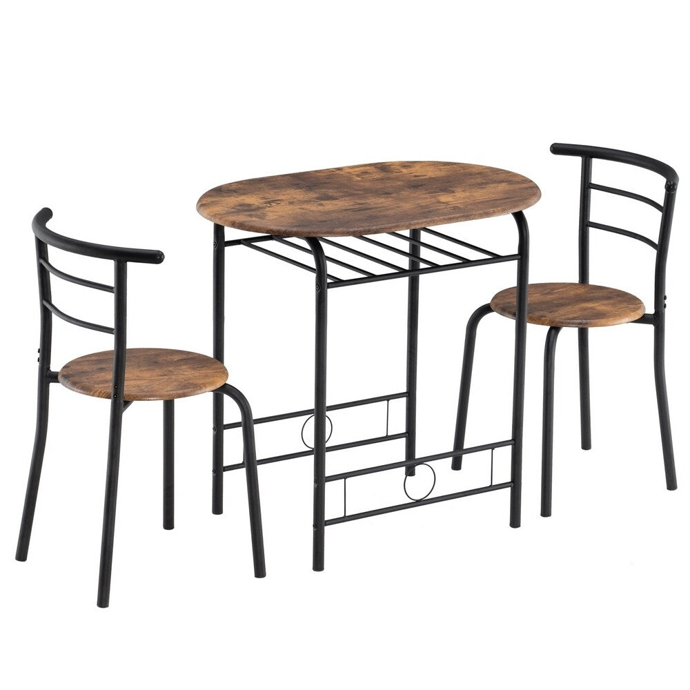 Breakfast Table Dining Table and Chair 3 Piece Set for Kitchen Living Dinning Room