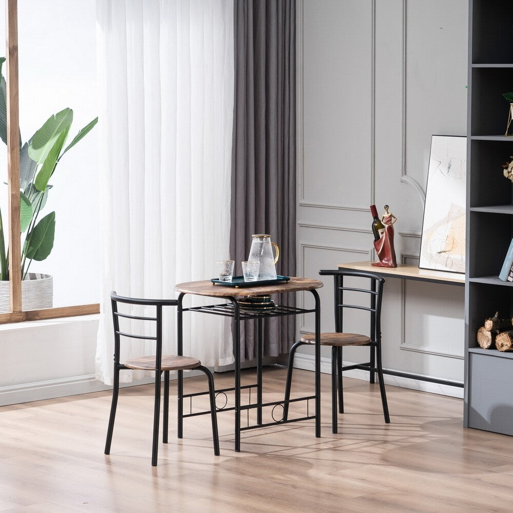 Breakfast Table Dining Table and Chair 3 Piece Set for Kitchen Living Dinning Room