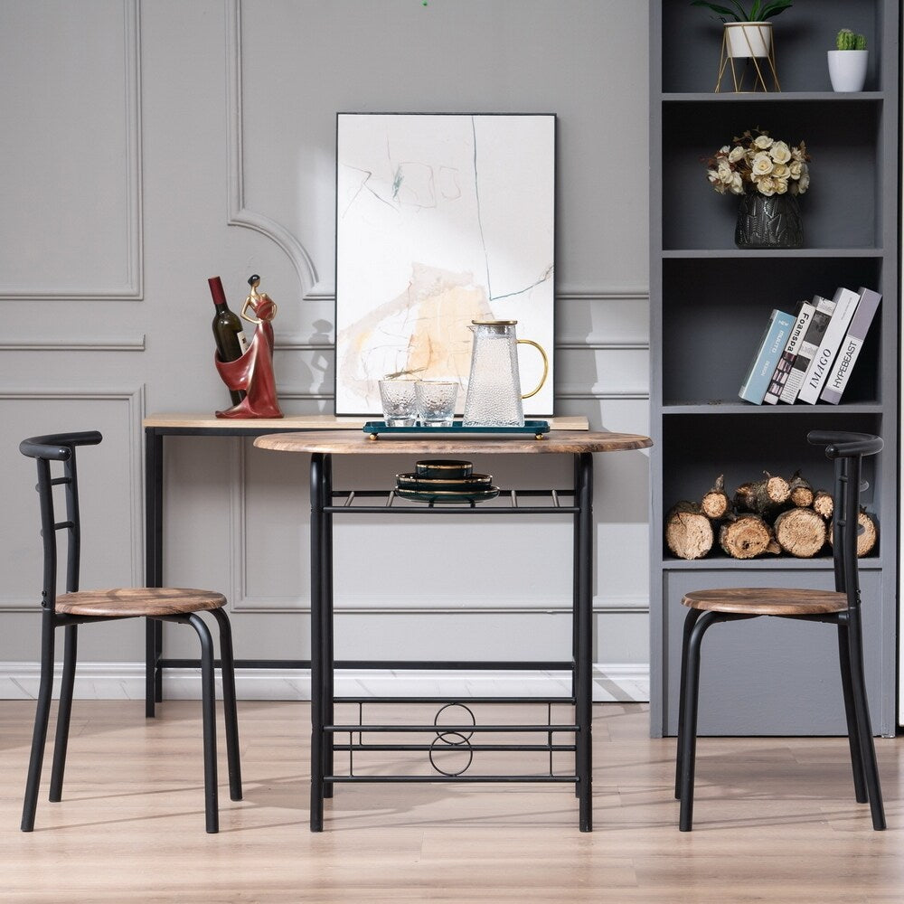 Breakfast Table Dining Table and Chair 3 Piece Set for Kitchen Living Dinning Room