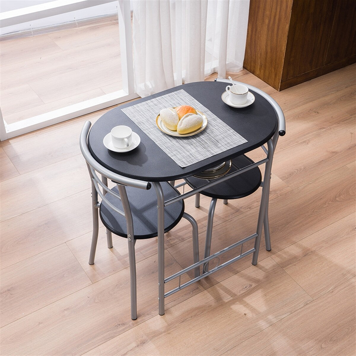 Breakfast Table Dining Table and Chair 3 Piece Set for Kitchen Living Dinning Room