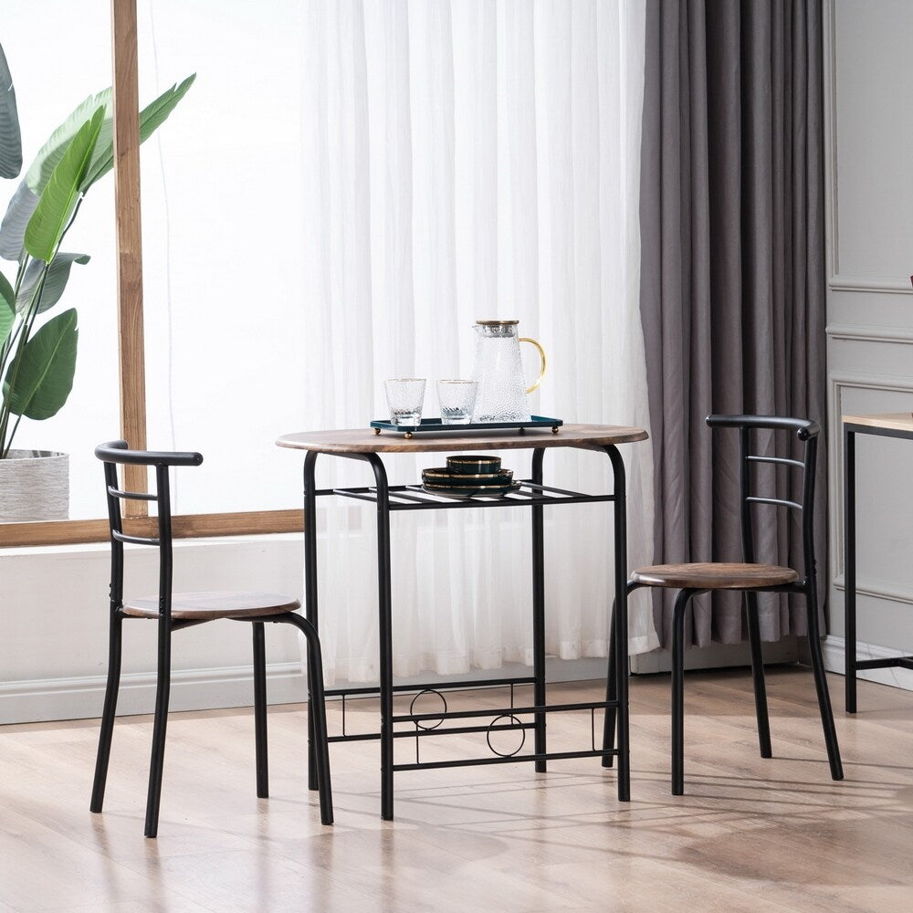 Breakfast Table Dining Table and Chair 3 Piece Set for Kitchen Living Dinning Room