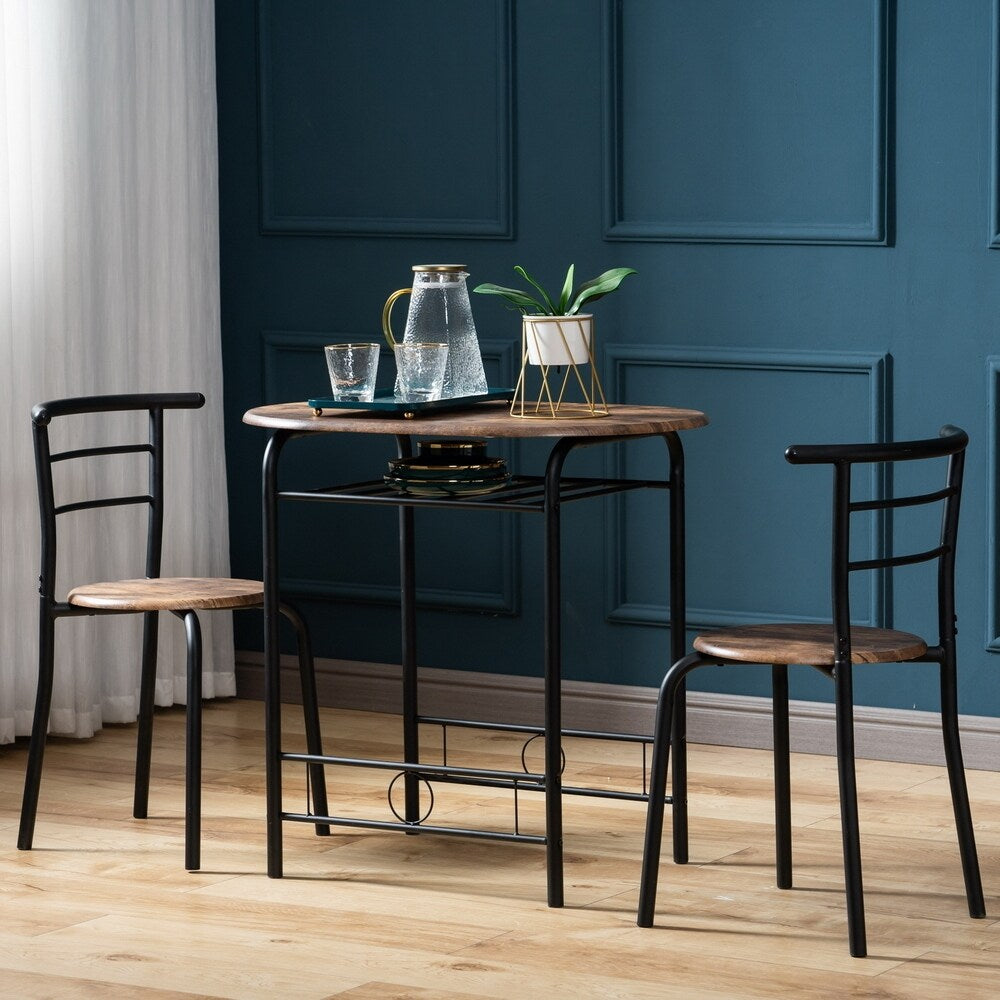 Breakfast Table Dining Table and Chair 3 Piece Set for Kitchen Living Dinning Room