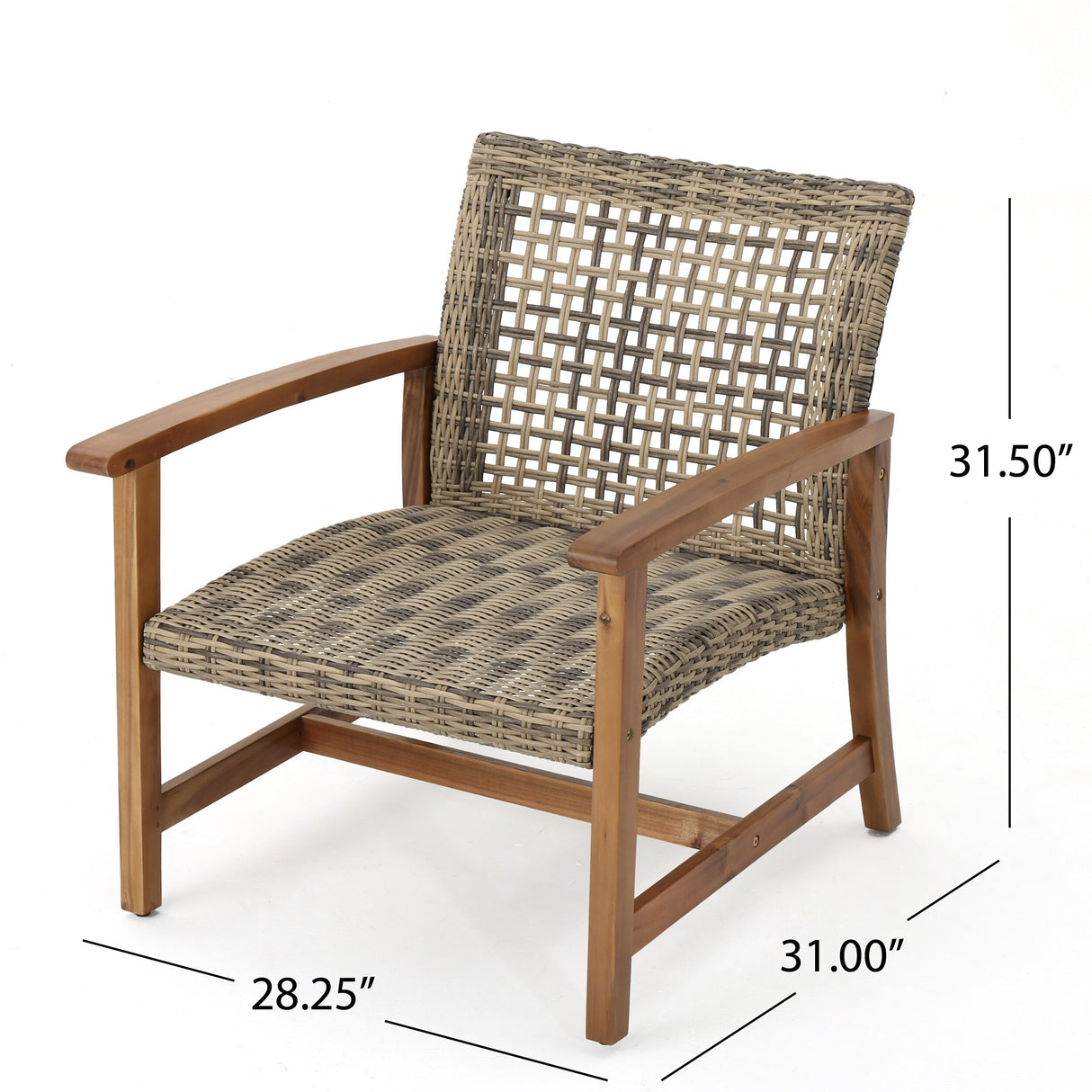 Breakwater Outdoor 5 Piece Wood and Wicker Chat Set with Fire Pit by Christopher Knight Home