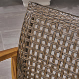Breakwater Outdoor 5 Piece Wood and Wicker Chat Set with Fire Pit by Christopher Knight Home