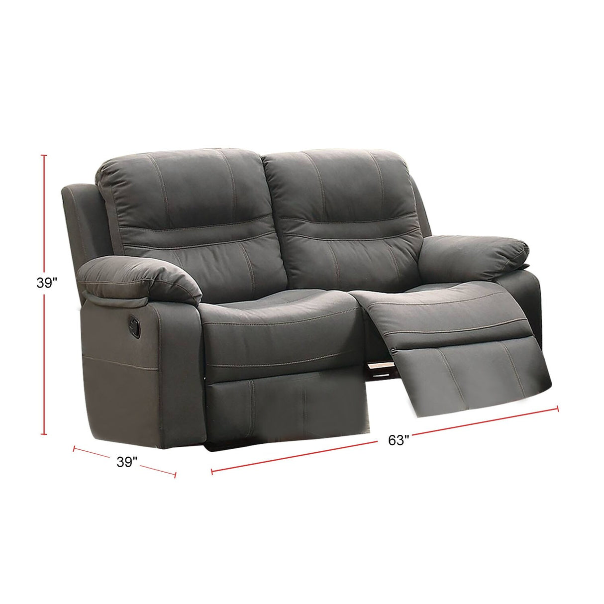 Breathable Leatherette Motion Loveseat, Slate Blue