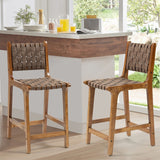 Breathe Leather Woven Counter Height Stool (Set of 2)