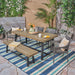 Brecken Outdoor 6 Piece Wood and Wicker Dining Set with Stacking Chairs and Bench by Christopher Knight Home