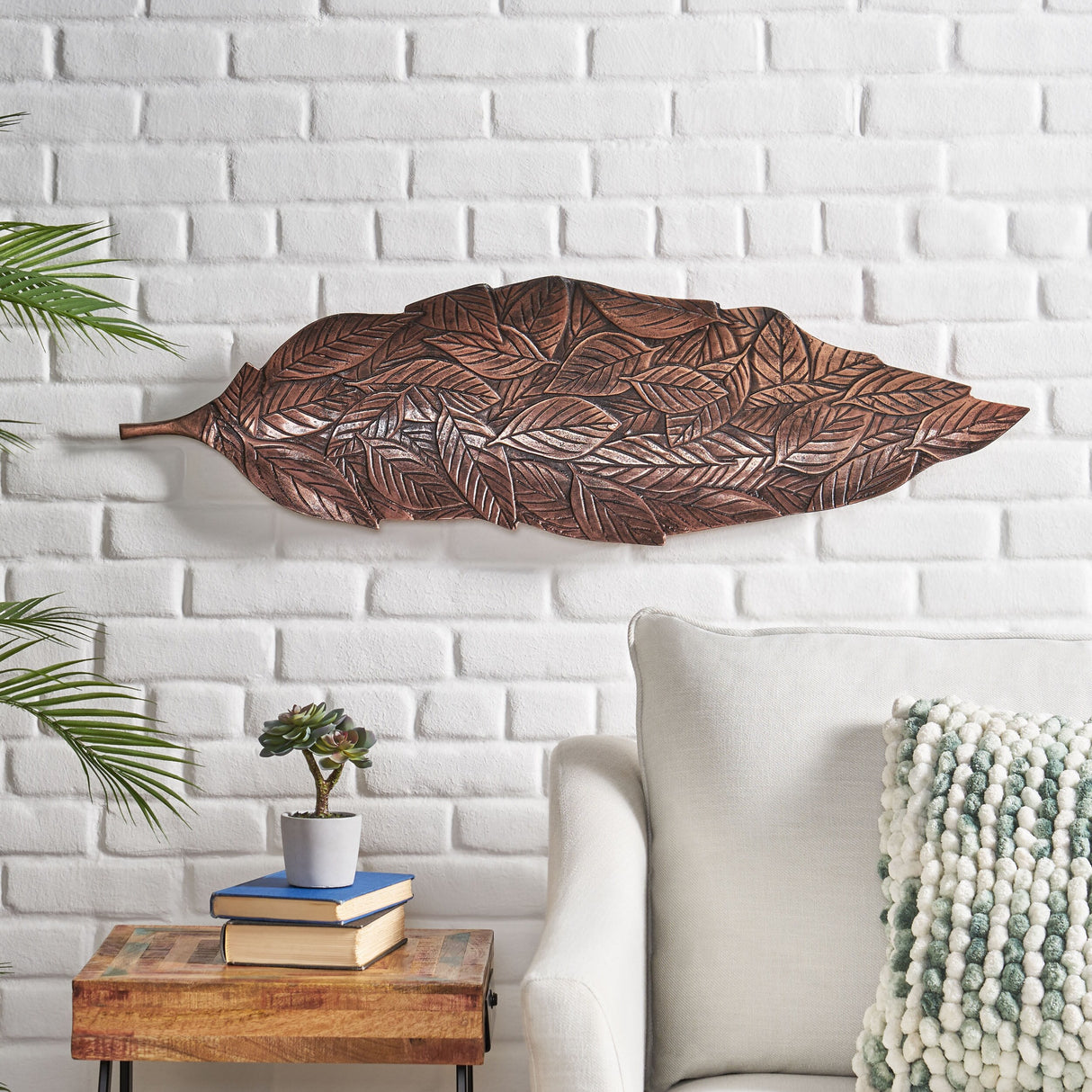 Bremen Indoor Aluminum Handcrafted Leaf Wall Decor by Christopher Knight Home