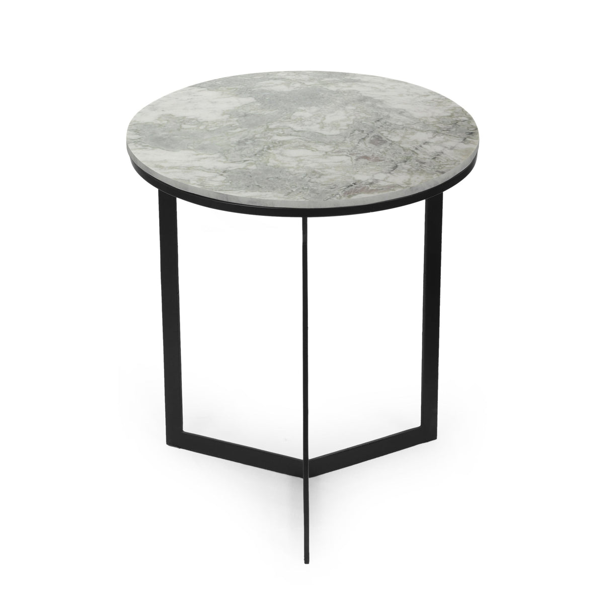 Brenizer Modern Glam Handcrafted Marble Top Side Table by Christopher Knight Home - 17.00" L x 17.00" W x 19.50" H
