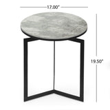 Brenizer Modern Glam Handcrafted Marble Top Side Table by Christopher Knight Home - 17.00" L x 17.00" W x 19.50" H
