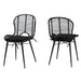 Brenna Modern Bohemian Rattan and Metal 2-Piece Dining Chair Set