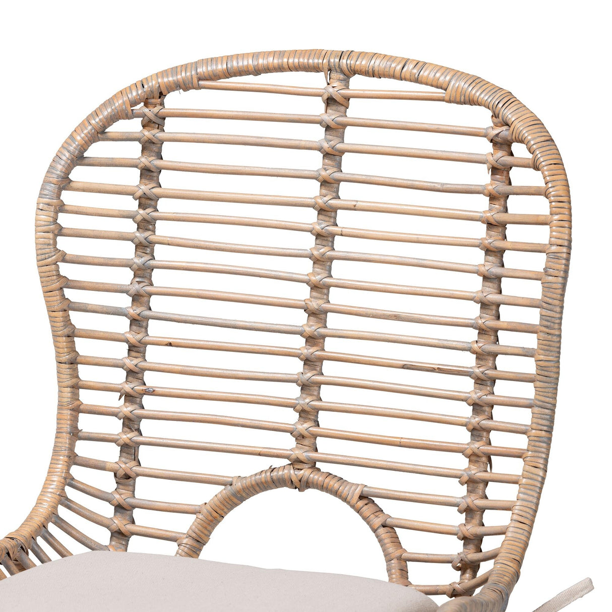 Brenna Modern Bohemian Rattan and Metal 2-Piece Dining Chair Set
