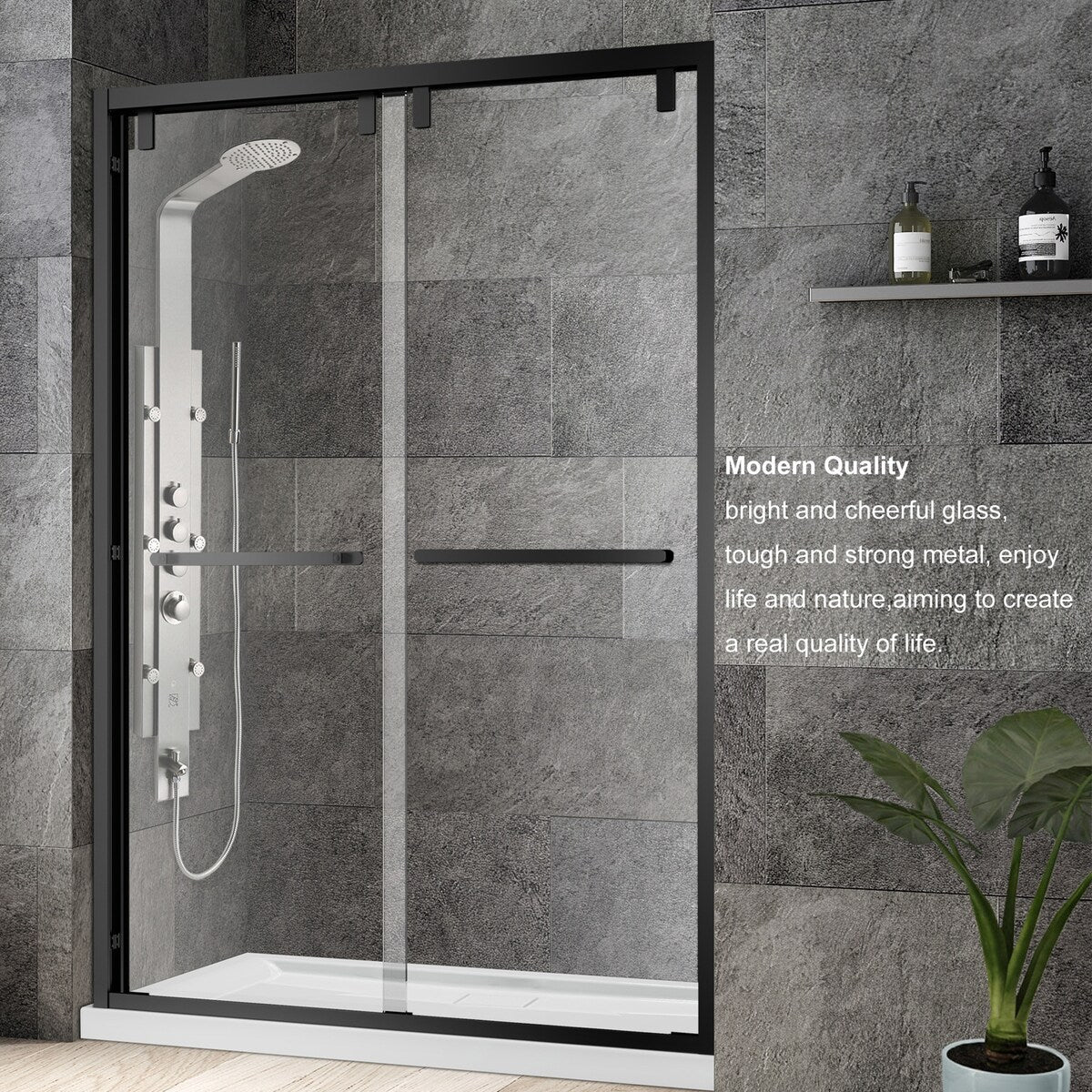 Brescia 56" W x 76" H Double Sliding Shower Door,Brushed Nickel - 56 inches