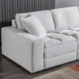 Roundhill Furniture Breton Contemporary Fabric Tufted 5 Piece Modular Sectional Sofa, Oyster