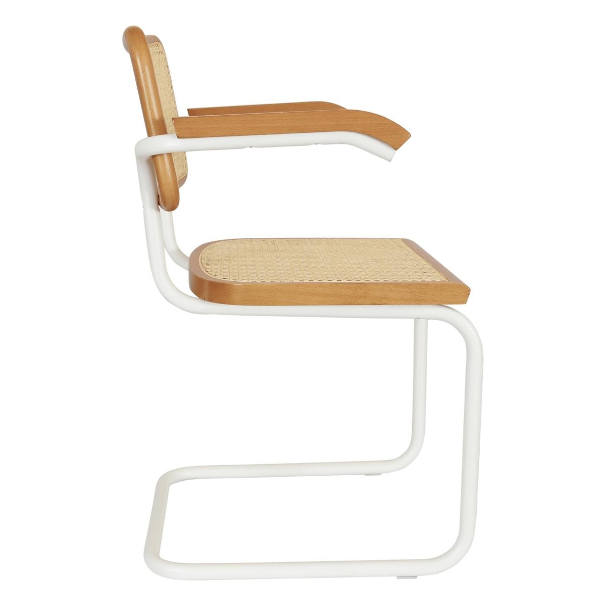 Breuer Chair Company Marcel Breuer Cesca Cane Cantilever Armchair Arm Chair w/ White Steel Frame (Various Wood & Cane Colors)