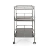 Bridger Modern 3 Tier Bar Cart with Glass Shelving by Christopher Knight Home - 34.00" L x 18.50" W x 31.50" H