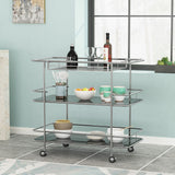 Bridger Modern 3 Tier Bar Cart with Glass Shelving by Christopher Knight Home - 34.00" L x 18.50" W x 31.50" H