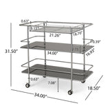 Bridger Modern 3 Tier Bar Cart with Glass Shelving by Christopher Knight Home - 34.00" L x 18.50" W x 31.50" H