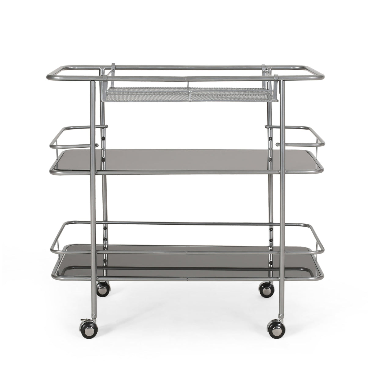 Bridger Modern 3 Tier Bar Cart with Glass Shelving by Christopher Knight Home - 34.00" L x 18.50" W x 31.50" H
