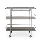 Bridger Modern 3 Tier Bar Cart with Glass Shelving by Christopher Knight Home - 34.00" L x 18.50" W x 31.50" H