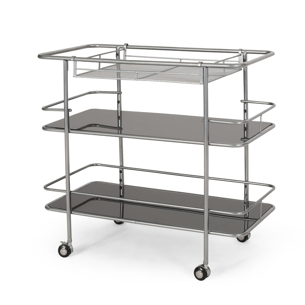 Bridger Modern 3 Tier Bar Cart with Glass Shelving by Christopher Knight Home - 34.00" L x 18.50" W x 31.50" H
