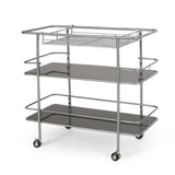 Bridger Modern 3 Tier Bar Cart with Glass Shelving by Christopher Knight Home - 34.00" L x 18.50" W x 31.50" H
