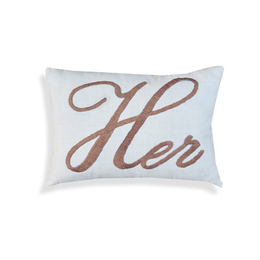 Bridget Her 14 x 20-inch White Cotton Pillow