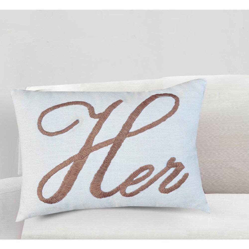 Bridget Her 14 x 20-inch White Cotton Pillow