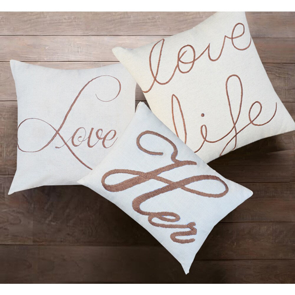 Bridget Her 14 x 20-inch White Cotton Pillow
