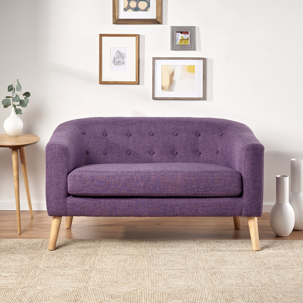 Bridie Mid-Century Fabric Loveseat by Christopher Knight Home