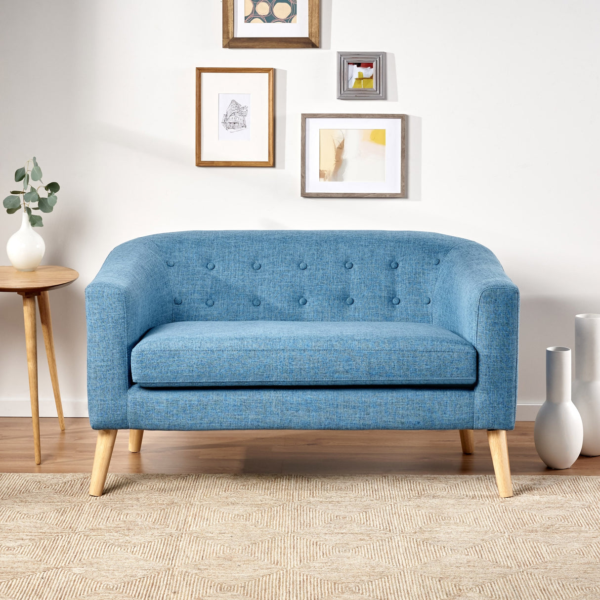 Bridie Mid-Century Fabric Loveseat by Christopher Knight Home