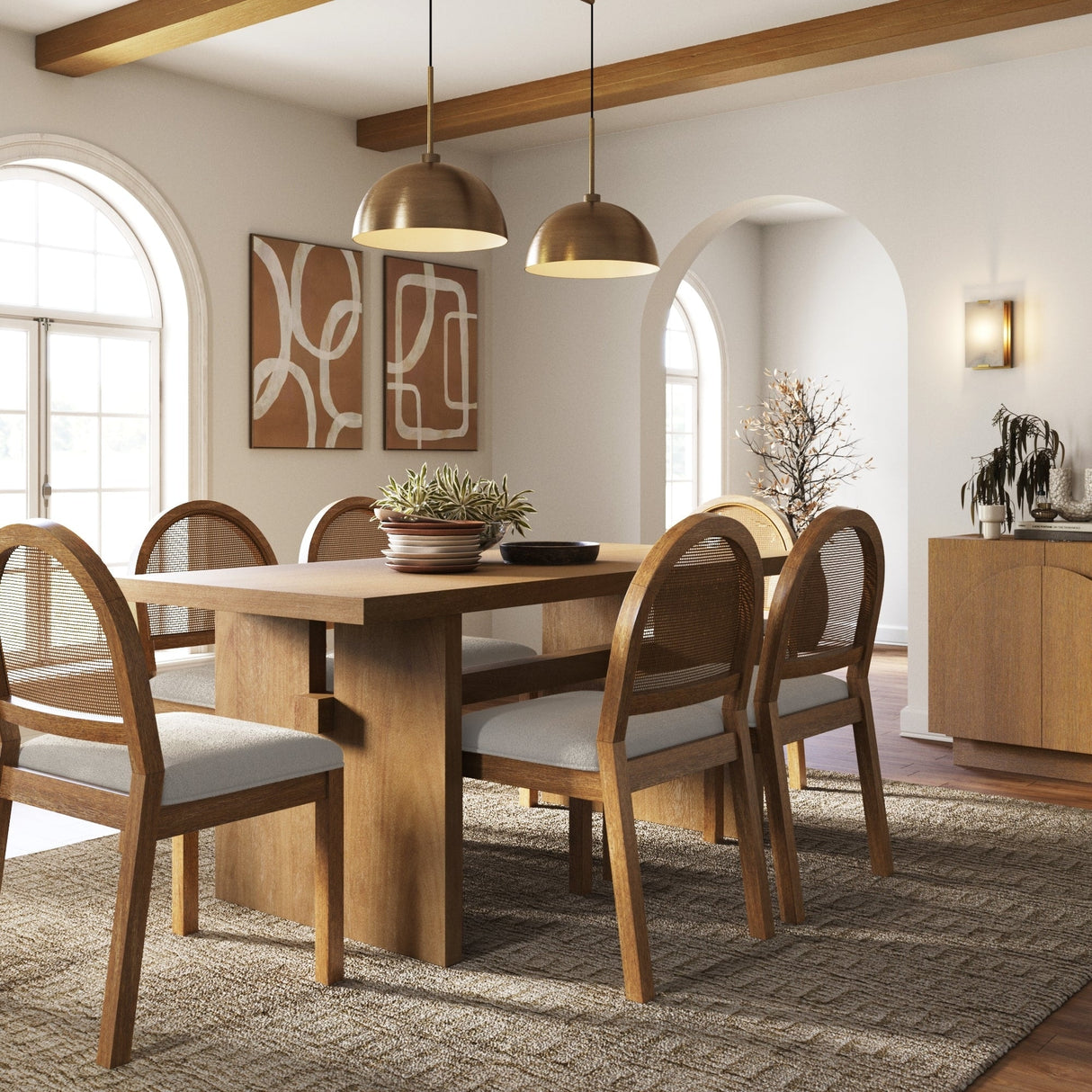 Briggs Modern Dining Table for 6, Small Rectangle Dining Table with Solid Wood Legs
