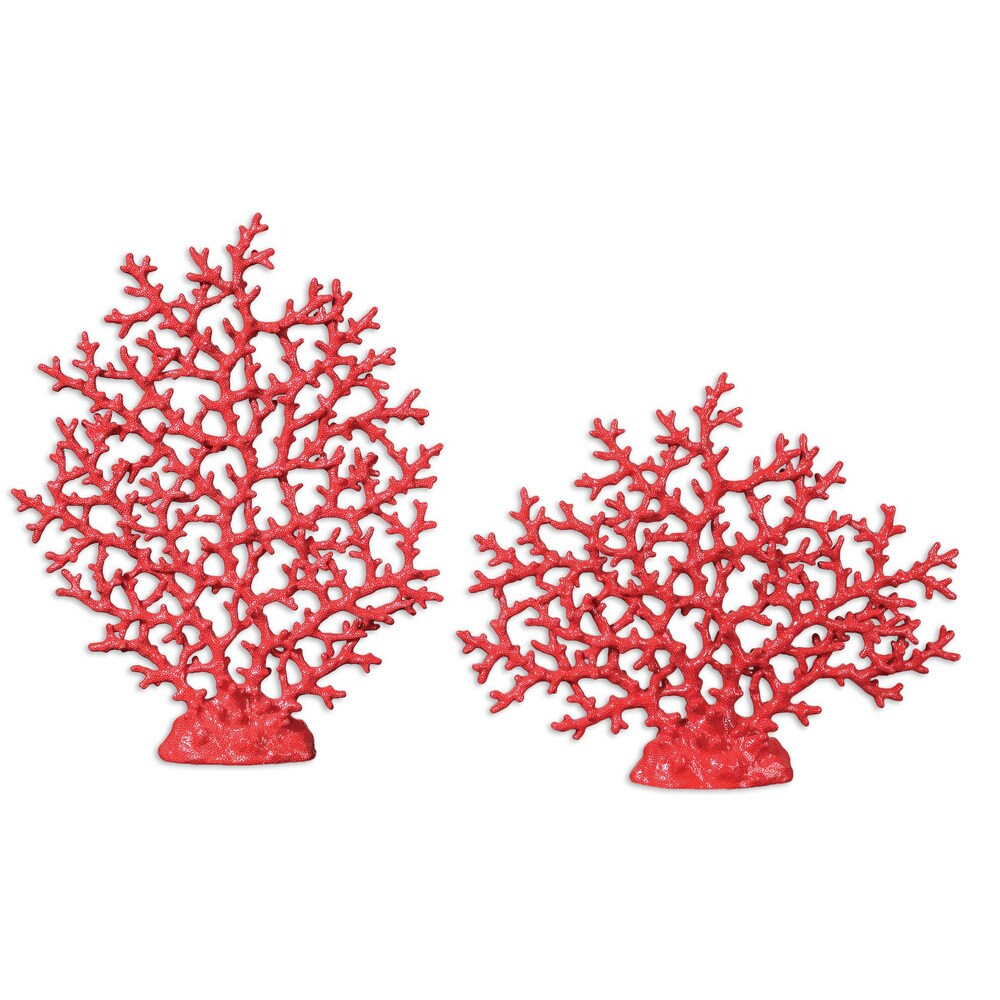 Uttermost Bright Red Coral Sculptures (Set of 2)