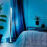 Brightech Helix 48 in. Classic Black Industrial LED Super Bright Floor Lamp with Built-In Color Changing Function